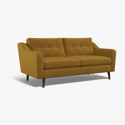 La Redoute Rosa Buttoned Velvet 3 Seater Sofa with Dark Wood Legs