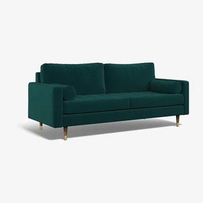La Redoute Coco Velvet 3 Seater Sofa with Walnut Legs