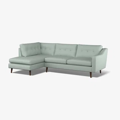 La Redoute Rosa Buttoned Soft Brushed Chaise - Left facing with Dark Wood Legs