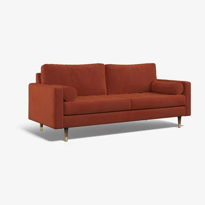 La Redoute Coco Velvet 3 Seater Sofa with Walnut Legs