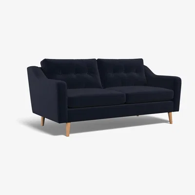 La Redoute Rosa Buttoned Velvet 3 Seater Sofa with Light Wood Legs