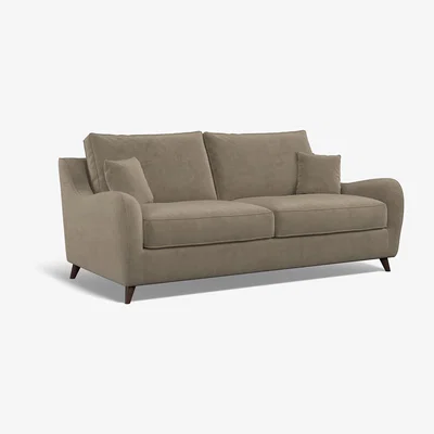 La Redoute Amelia Textured Velvet 3 Seater Sofa with Dark Antique Wood Legs