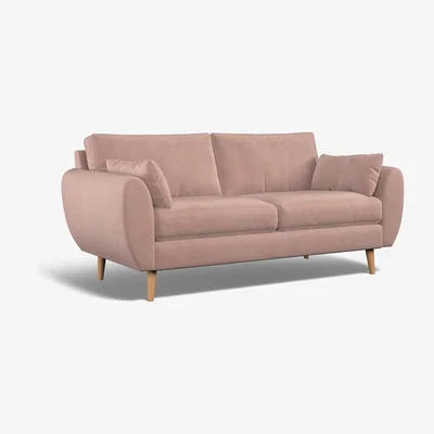 La Redoute Ada Velvet 3 Seater Sofa with Light Wood Legs
