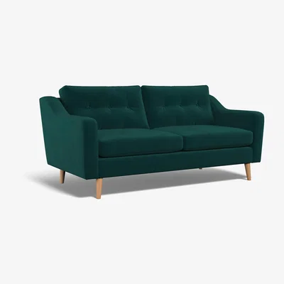 La Redoute Rosa Buttoned Velvet 3 Seater Sofa with Light Wood Legs