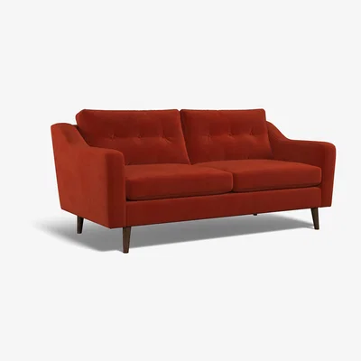 La Redoute Rosa Buttoned Velvet 3 Seater Sofa with Dark Wood Legs