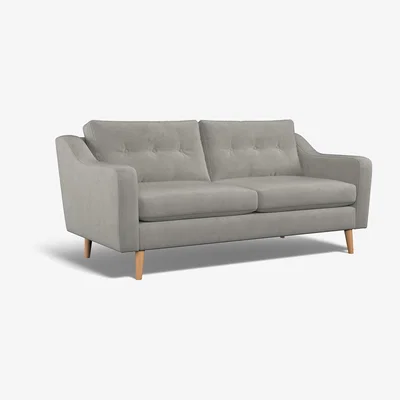 La Redoute Rosa Buttoned Velvet 3 Seater Sofa with Light Wood Legs