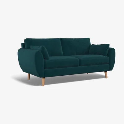 La Redoute Ada Velvet 3 Seater Sofa with Light Wood Legs