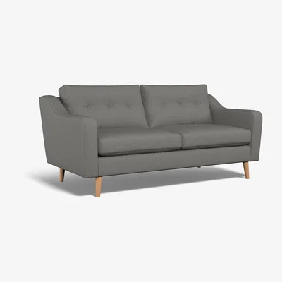 La Redoute Rosa Buttoned Soft Brushed 3 Seater Sofa with Light Wood Legs