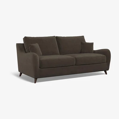 La Redoute Amelia Textured Velvet 3 Seater Sofa with Dark Antique Wood Legs