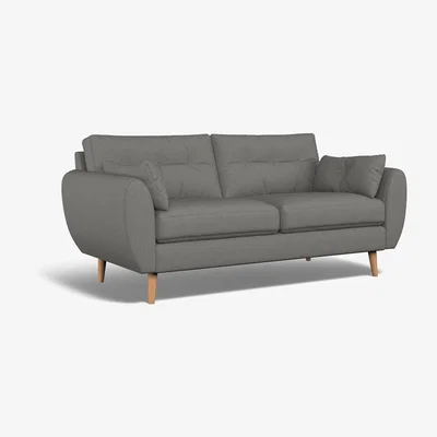 La Redoute Ada Buttoned Soft Brushed 3 Seater Sofa with Light Wood Legs