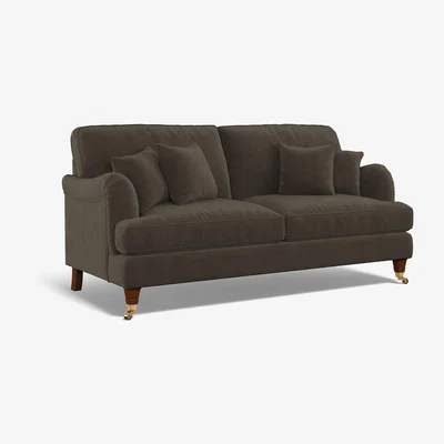 La Redoute Emeline Textured Velvet 3 Seater Sofa with Antique Brass Castor Legs