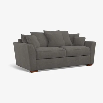 La Redoute Florence Scatterback Soft Brushed 3 Seater Sofa with Dark Brown Wood Legs