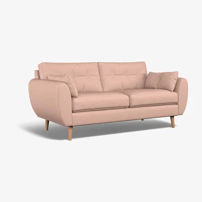 La Redoute Ada Buttoned Soft Brushed 3 Seater Sofa with Light Wood Legs