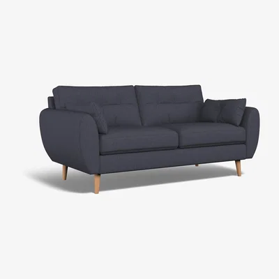La Redoute Ada Buttoned Soft Brushed 3 Seater Sofa with Light Wood Legs