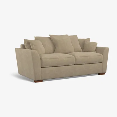 La Redoute Florence Scatterback Soft Brushed 3 Seater Sofa with Dark Brown Wood Legs