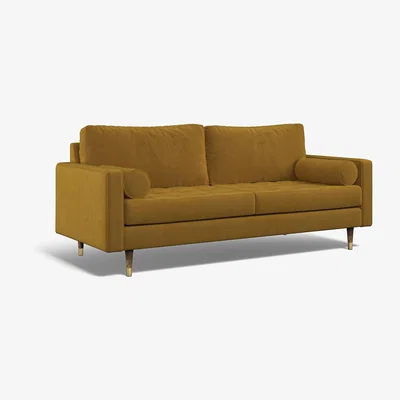 La Redoute Coco Velvet 3 Seater Sofa with Walnut Legs
