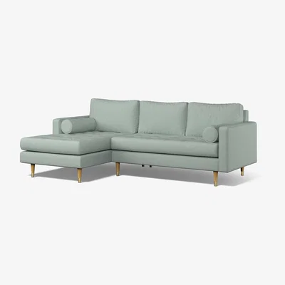 La Redoute Coco Soft Brushed Chaise - Left facing with Natural Wood Legs