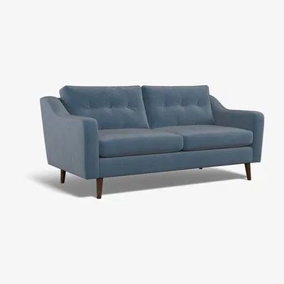 La Redoute Rosa Buttoned Velvet 3 Seater Sofa with Dark Wood Legs