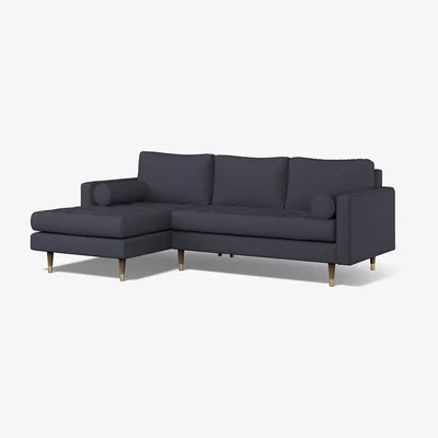 La Redoute Coco Soft Brushed Chaise - Left facing with Walnut Legs
