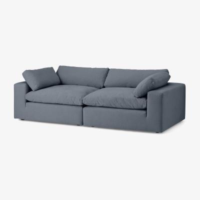Made.com Samona 4 Seater Sofa, Jeans Blue Cotton & Linen Blend