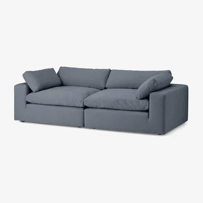 Made.com Samona 4 Seater Sofa, Jeans Blue Cotton & Linen Blend
