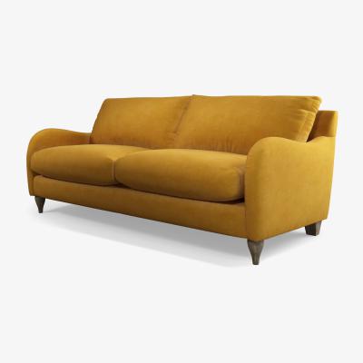Made.com Sofia 3 Seater Sofa, Mustard Recycled Velvet with Light Wood Legs