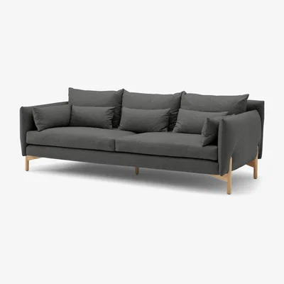 Made.com Amber 3 Seater Sofa, Elite Grey with Oak Legs