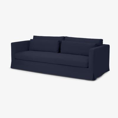 Made.com Arabelo 3 Seater Loose Cover Sofa, Midnight Blue Cotton & Linen Mix Fabric