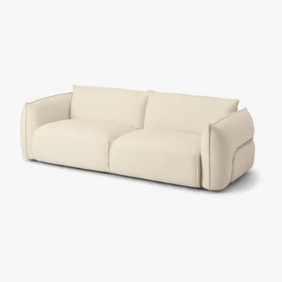 Made.com Dion 3 Seater Sofa, White Boucle with Stainless Steel Frame