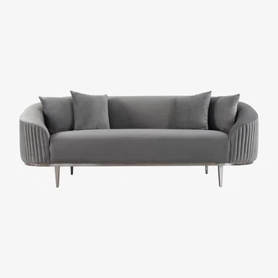 My Furniture Ella Three Seat Sofa - Grey -  Polished chrome base