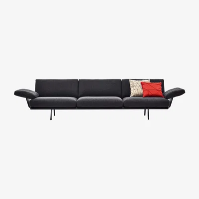 Made in Design Zinta Lounge Straight sofa - 3 seats - L 270 cm / Armrests by Arper Grey/Black