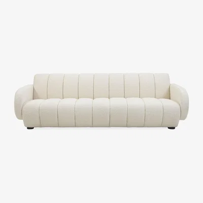 Made in Design Brigitte Straight sofa - / 3 seats - L 223 cm / Looped wool by Jonathan Adler White/Beige