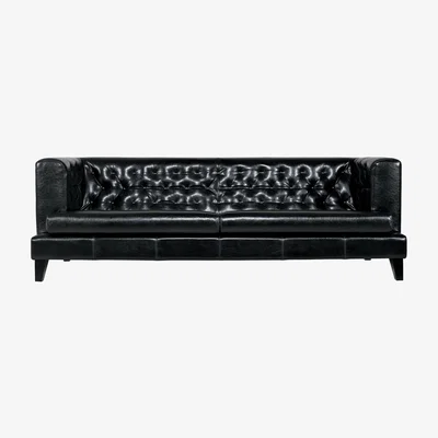 Made in Design Hall Straight sofa - 3 seats - Leather version by Driade Black