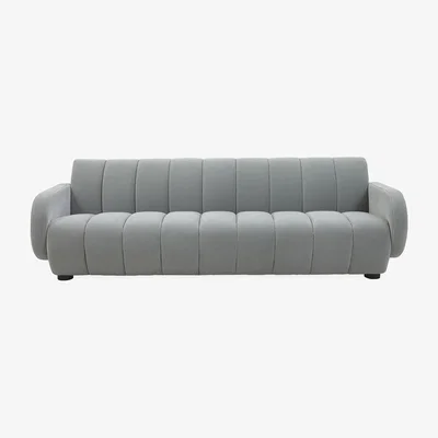 Made in Design Brigitte Straight sofa - / 3 seats - L 223 cm / Velvet by Jonathan Adler Grey