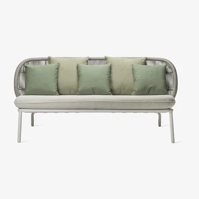 Made in Design Kodo Lounge Straight sofa - / Hand-woven acrylic cord - l 165 cm by Vincent Sheppard White/Multicoloured