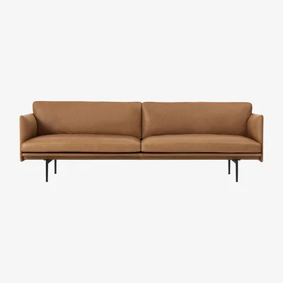 Made in Design Outline Straight sofa - / 3 seats - L 220 cm by Muuto Brown
