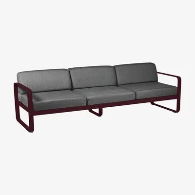 Made in Design Bellevie Straight sofa - 3-seater / L 235 cm - Graphite grey fabric by Fermob Red/Grey