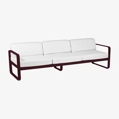 Made in Design Bellevie Straight sofa - 3-seater / L 235 cm - Grey-white fabric by Fermob White/Red