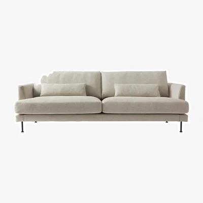Nordic Nest 1898 Bredhult Soffa 3-seat fabric bern 0341 beige. black steelleg