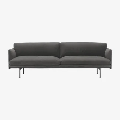Nordic Nest Muuto Outline 3-seater sofa leather Grace leather Camel-black legs