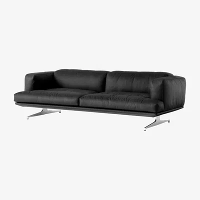 Nordic Nest &Tradition Inland AV23 3-seater sofa Noble leather black-polished aluminum
