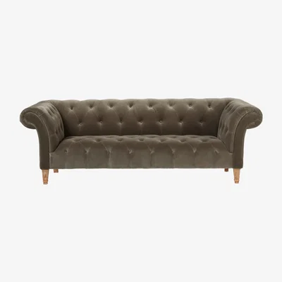 OKA OKA, Cresselly 3-Seater Sofa - Truffle, Sofas, Velvet, Plain
