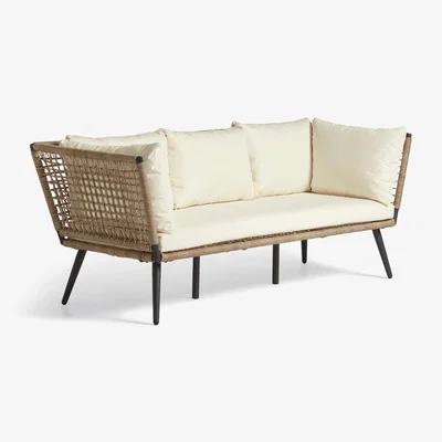 OKA OKA, Cabrera 3-Seater Sofa - Driftwood, Sofas, Metal/Rattan