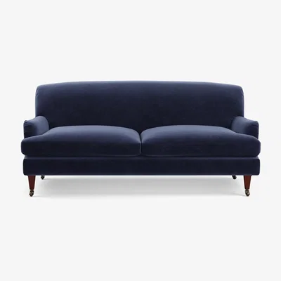OKA OKA, Coleridge 3-Seater Sofa with Velvet Fixed Cover - Sapphire, Sofas, Velvet, Plain