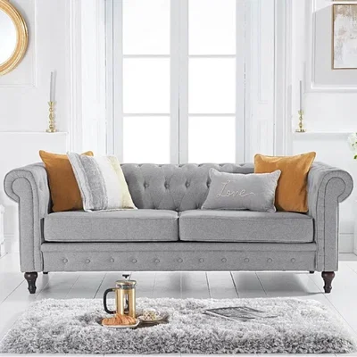 Oak&More Calama Grey Linen 3 Seater Sofa