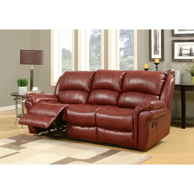 Oak&More Finchley Burgundy Leather 3 Seater Sofa