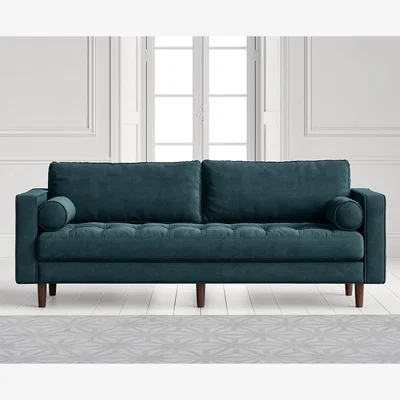 Oak&More Elliott Petrol Velvet Three Seater Sofa