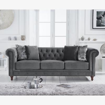 Oak&More Westminster Chesterfield Dark Grey Velvet 3 Seater Sofa