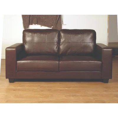 Oak&More Queensway Brown Faux Leather 3 Seater Sofa
