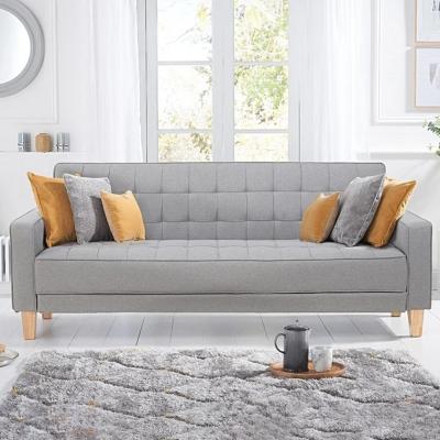 Oak&More Reading Grey Linen 3 Seater Fold Down Sofa Bed